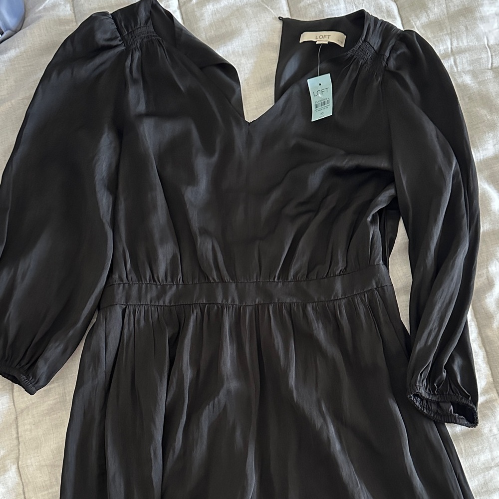 LOFT Elegant Black Long Sleeve Jumpsuit